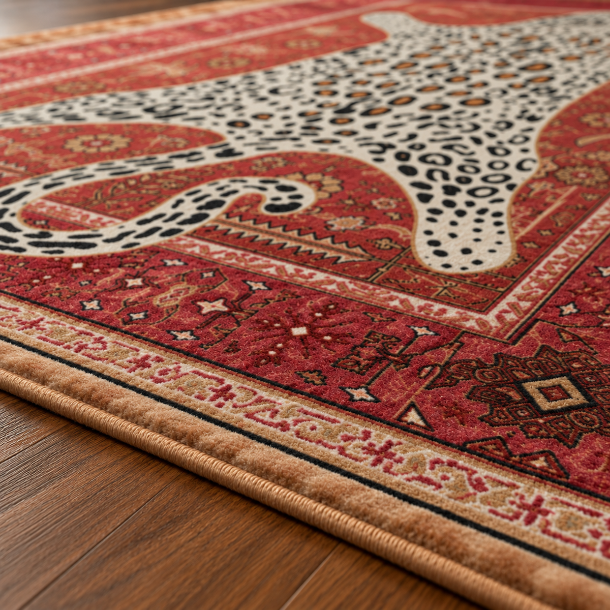 Tapis rectangulaire Leona – style oriental persan – motif léopard