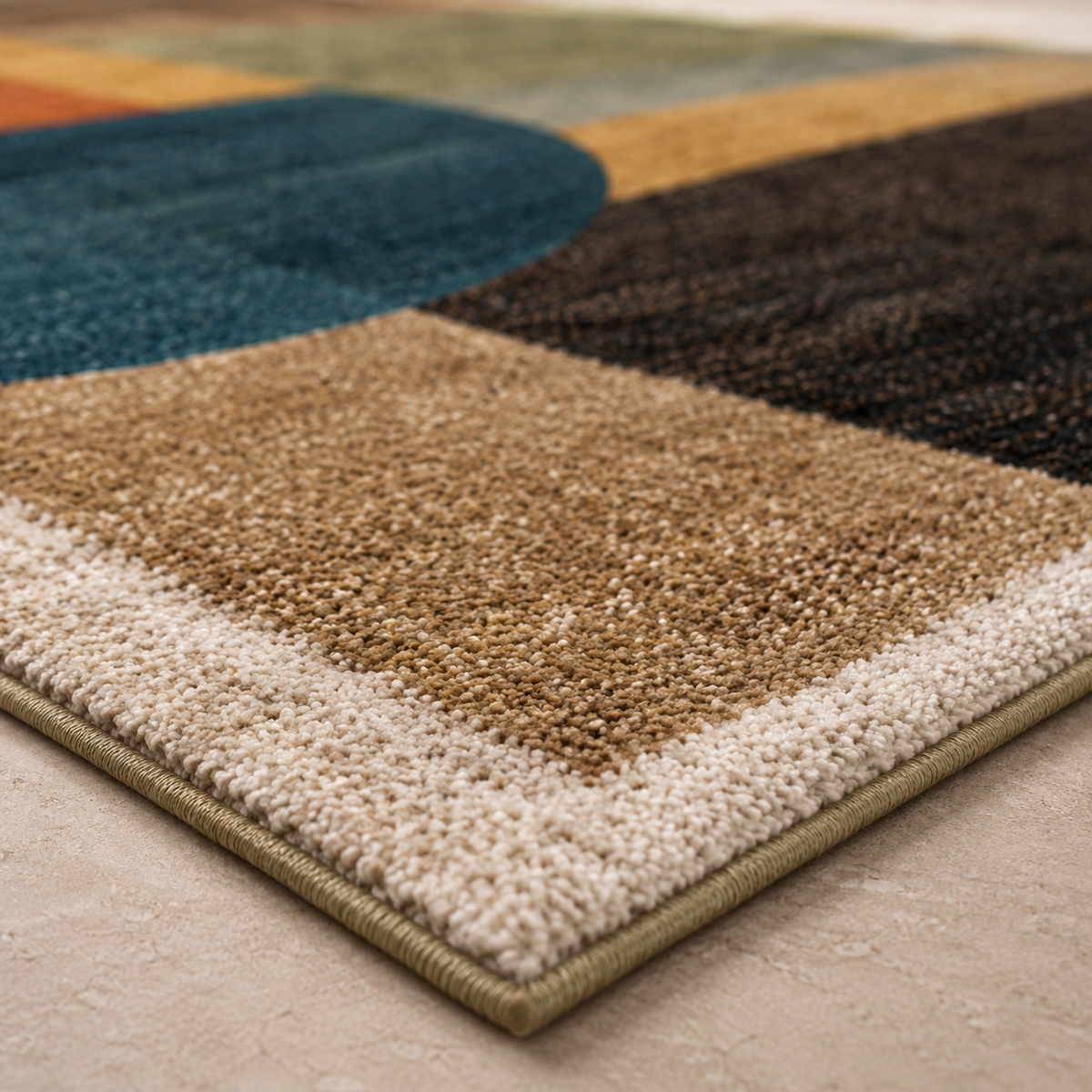 Tapis rectangulaire Calyra – style moderne – motifs géométriques multicolores