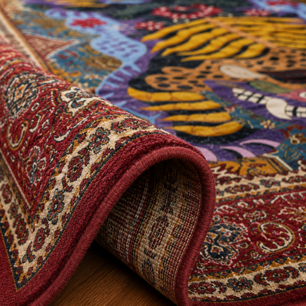 Tapis Tigre Persan Rouge – Motif Oriental Audacieux