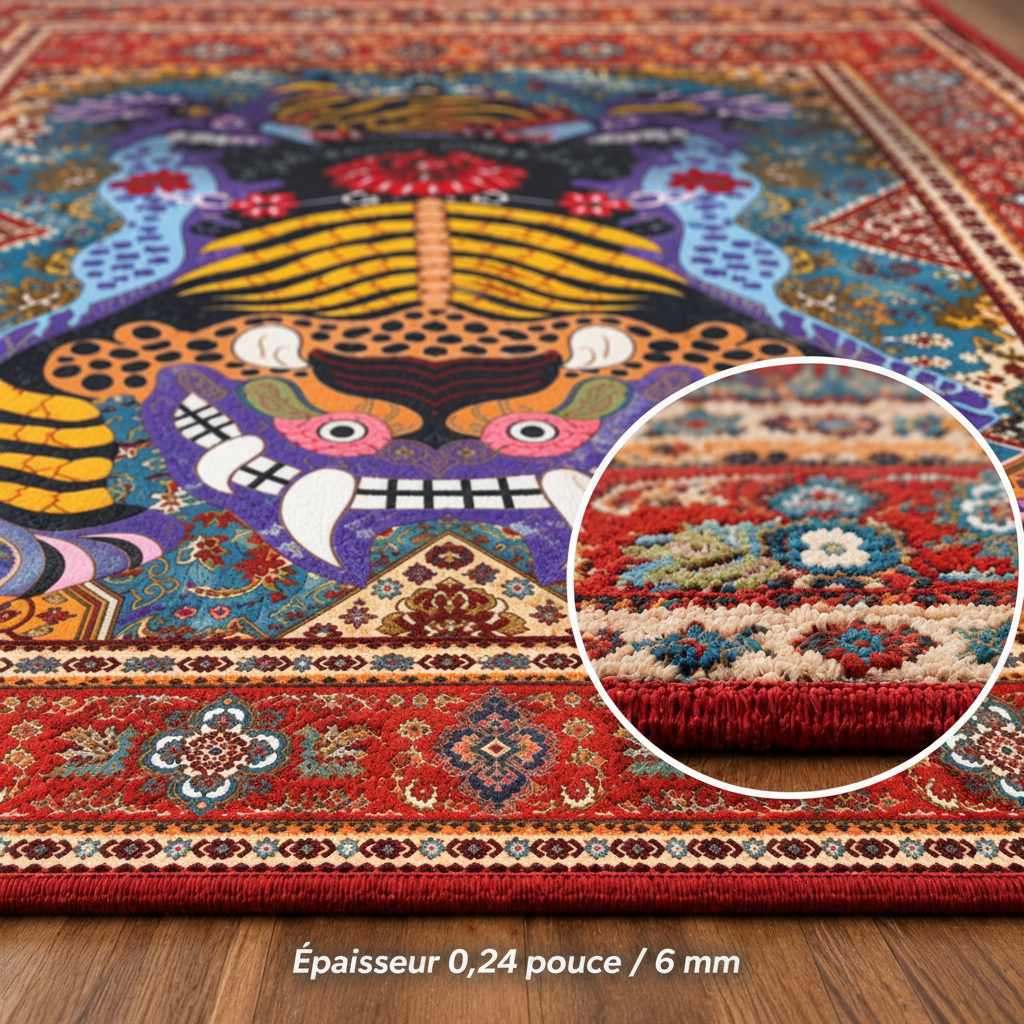 Tapis Tigre Persan Rouge – Motif Oriental Audacieux
