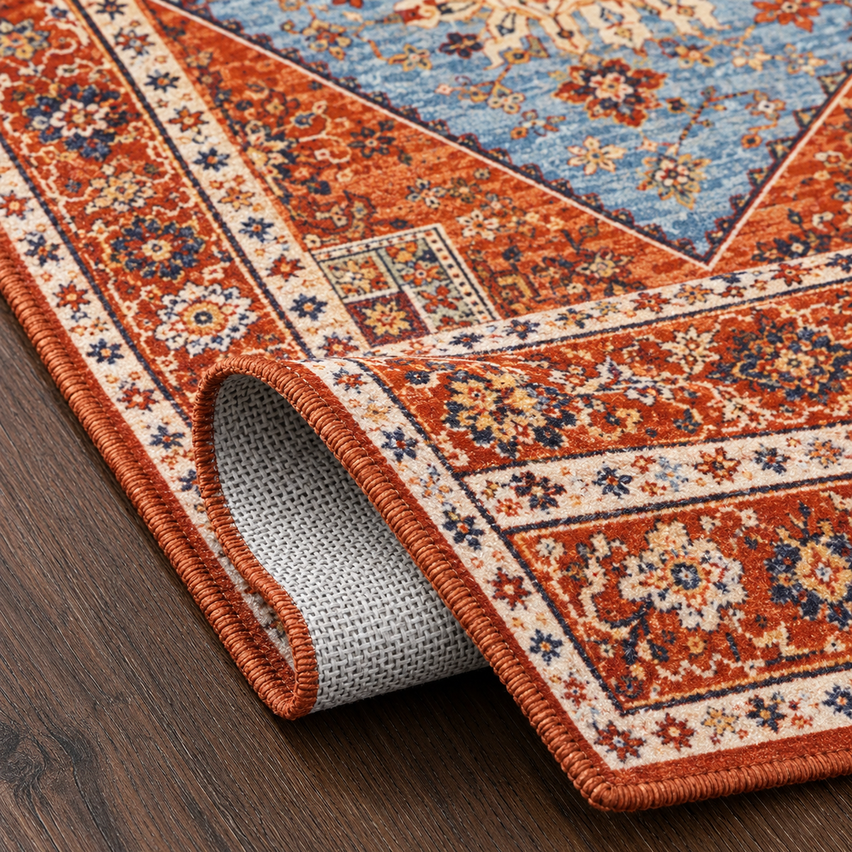 Tapis rectangulaire Ilyan – motifs géométriques – tons naturels