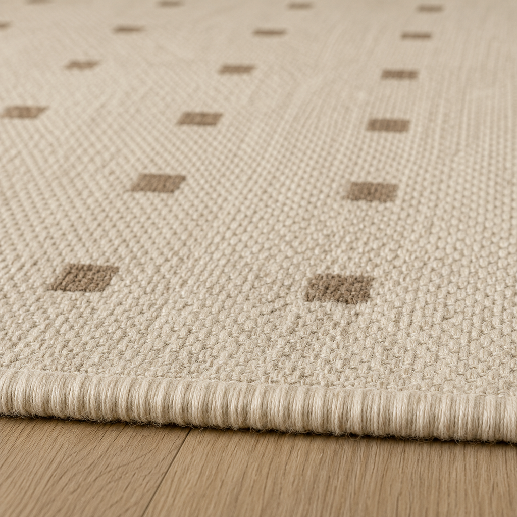 Tapis rectangulaire Linéa – style moderne – motifs carrés beige et taupe