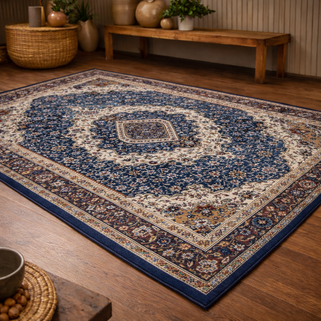 Tapis rectangulaire Amalya en laine – style berbère – motifs ornementaux