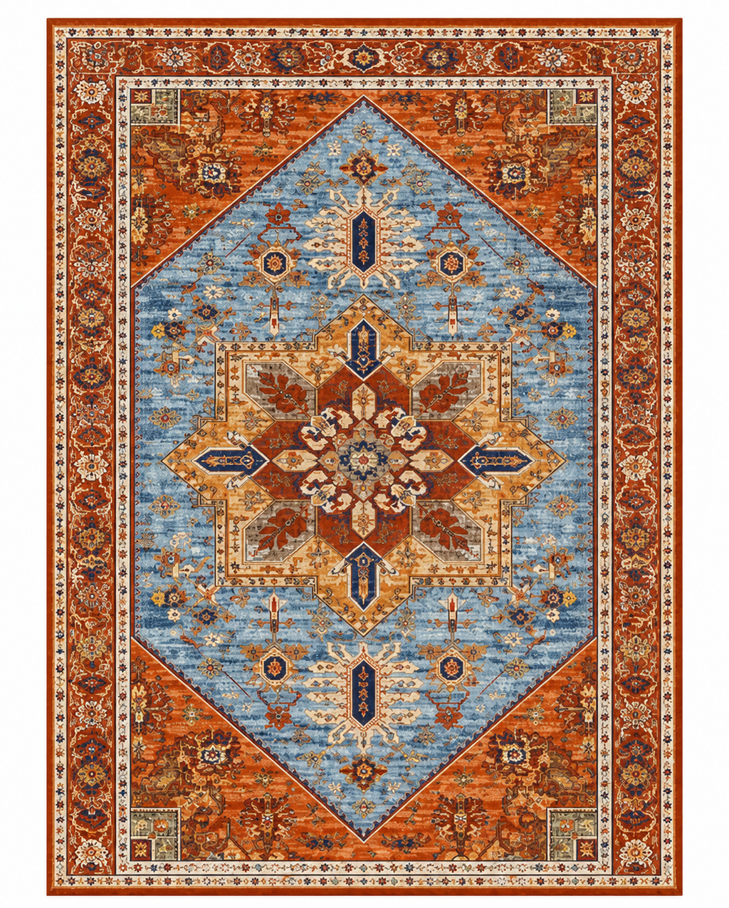 Tapis rectangulaire Ilyan en laine – motifs géométriques – tons naturels