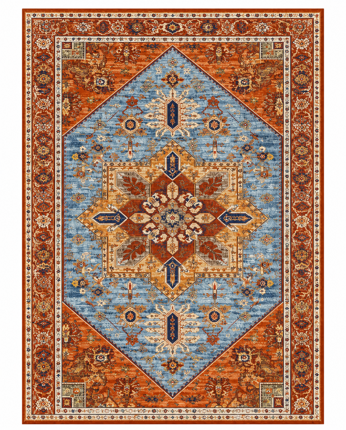 Tapis rectangulaire Ilyan en laine – motifs géométriques – tons naturels