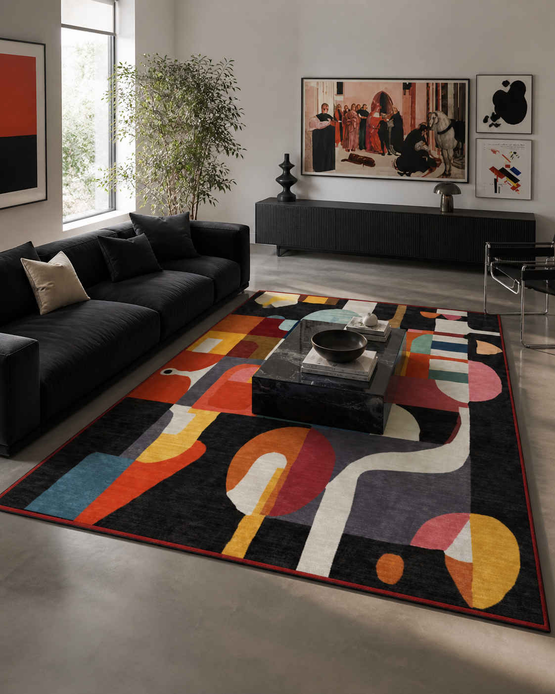 Tapis rectangulaire Lioran – style moderne artistique – motifs abstraits multicolores