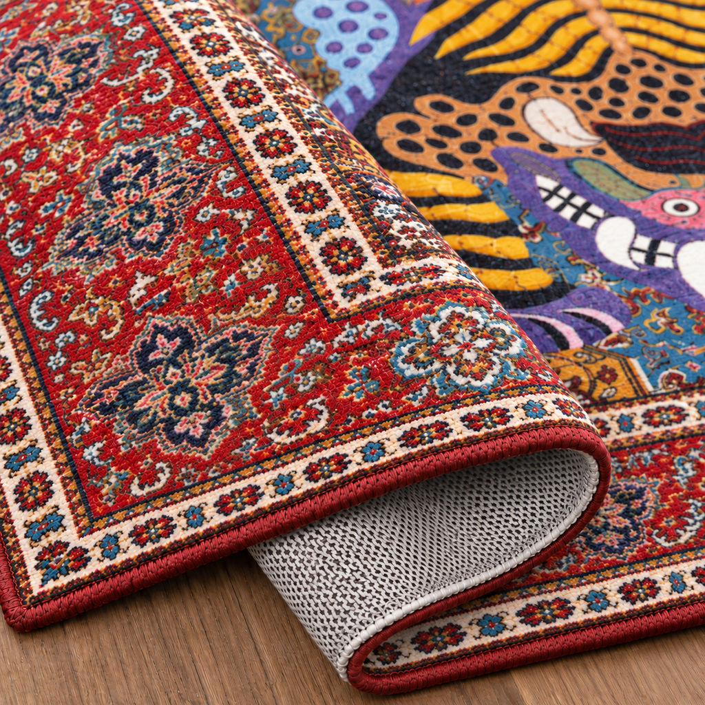 Tapis Tigre Persan Rouge – Motif Oriental Audacieux