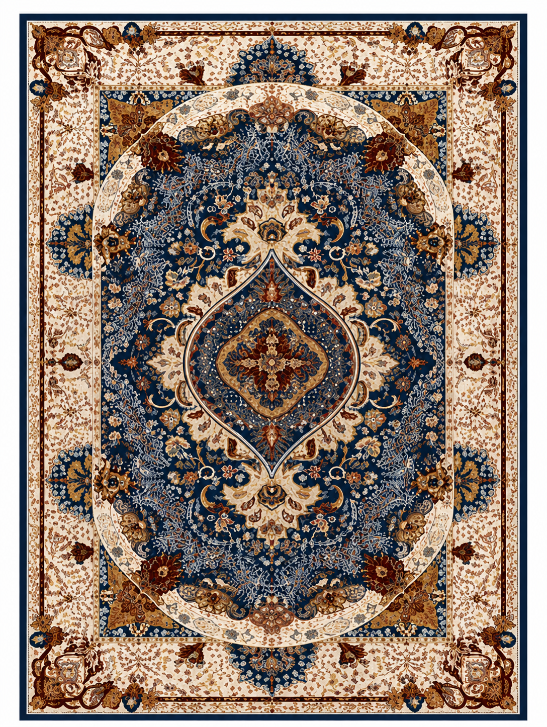 Tapis rectangulaire Amalya en laine – style berbère – motifs ornementaux