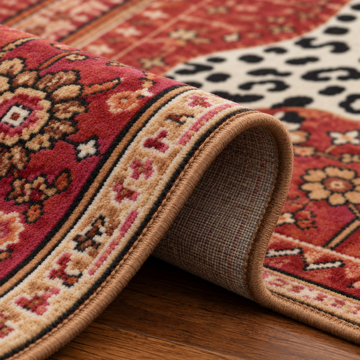 Tapis rectangulaire Leona – style oriental persan – motif léopard