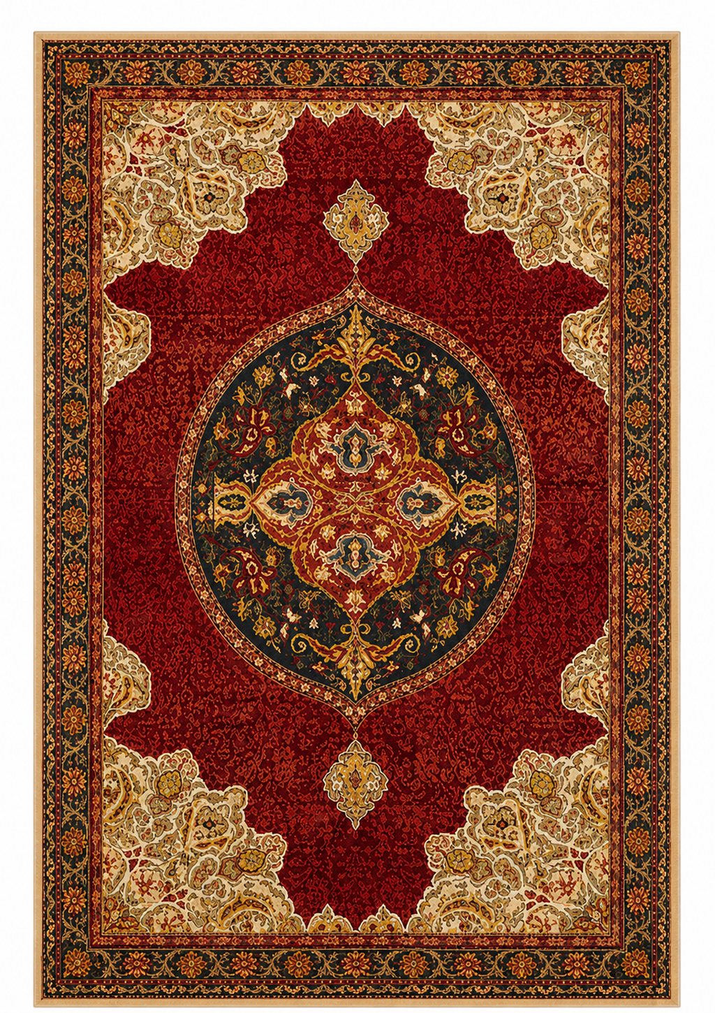 Tapis rectangulaire Soraya en laine – style berbère classique – motifs décoratifs