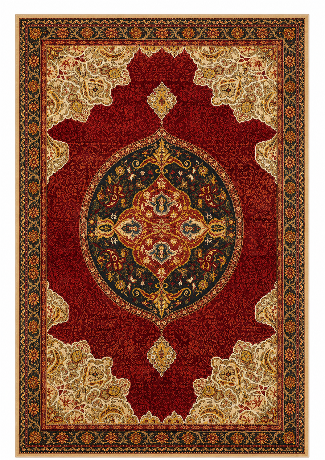 Tapis rectangulaire Soraya en laine – style berbère classique – motifs décoratifs