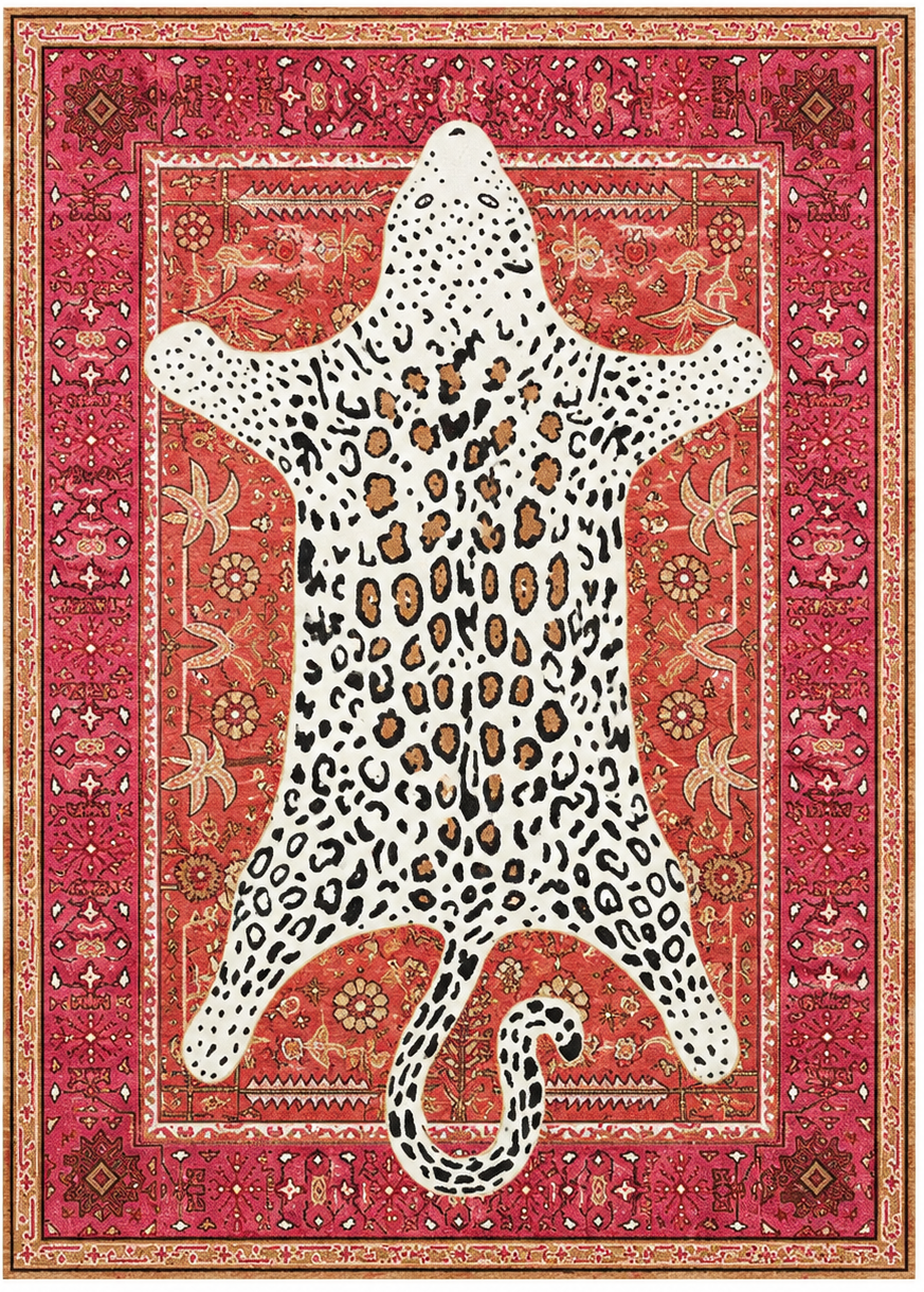 Tapis rectangulaire Leona – style oriental persan – motif léopard