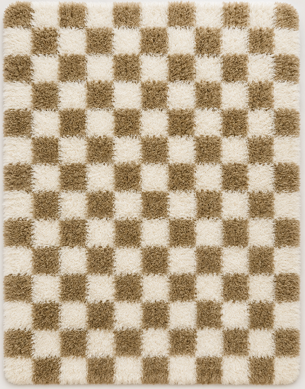 Tapis rectangulaire Dami – damier moelleux – écru et beige taupe