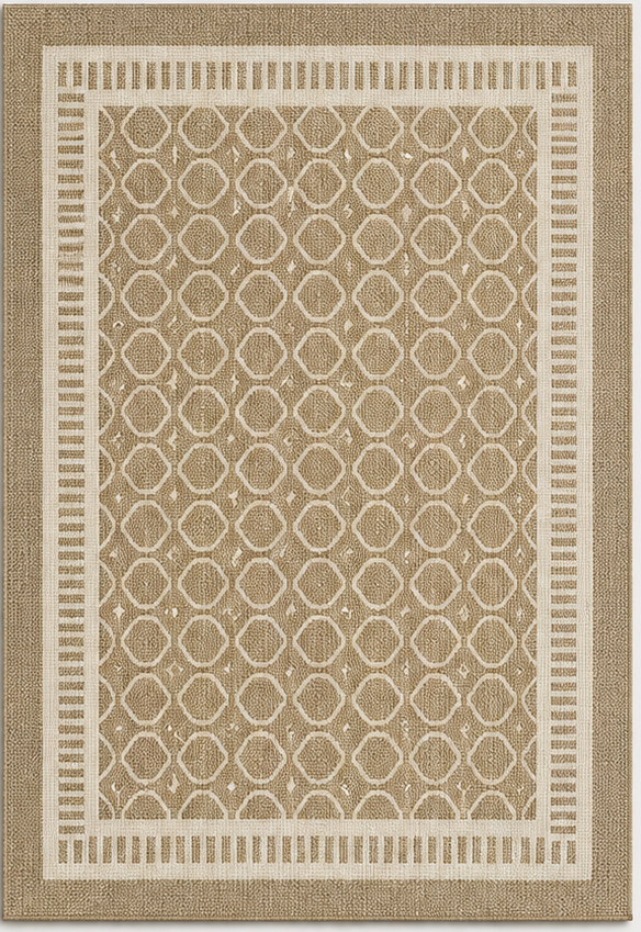 Tapis rectangulaire Orvéo – style moderne – motifs géométriques beige et écru