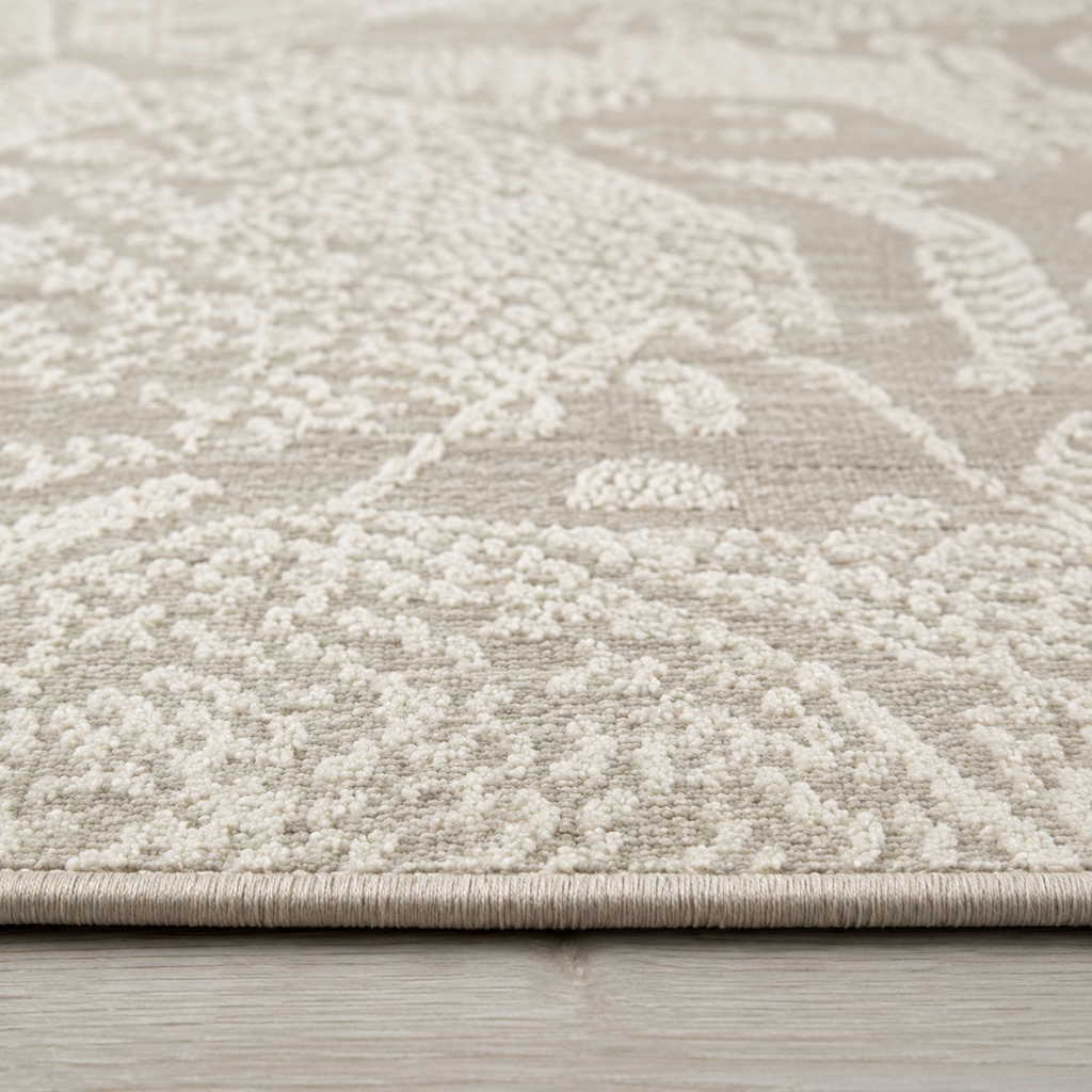 Tapis rectangulaire Saha – motifs tigres ton sur ton – beige sable et écru