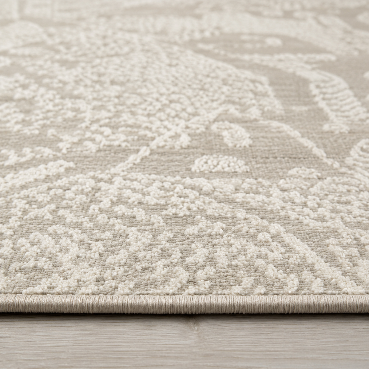 Tapis rectangulaire Saha – motifs tigres ton sur ton – beige sable et écru