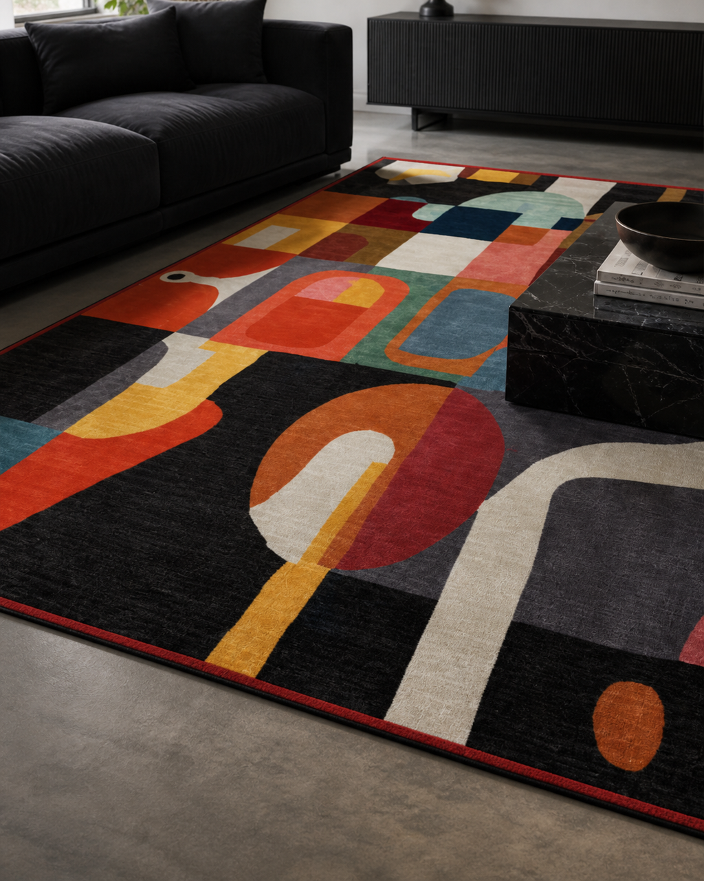 Tapis rectangulaire Lioran – style moderne artistique – motifs abstraits multicolores