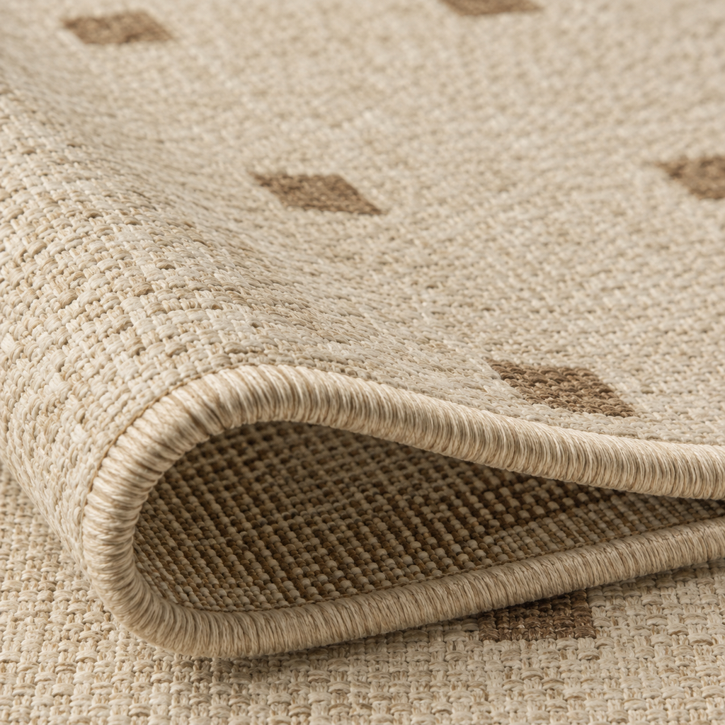 Tapis rectangulaire Linéa – style moderne – motifs carrés beige et taupe
