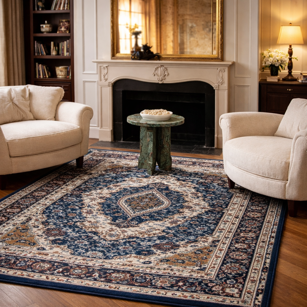 Tapis rectangulaire Amalya en laine – style berbère – motifs ornementaux