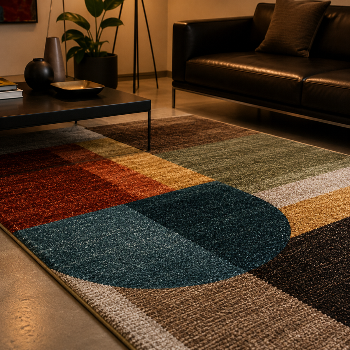 Tapis rectangulaire Calyra – style moderne – motifs géométriques multicolores