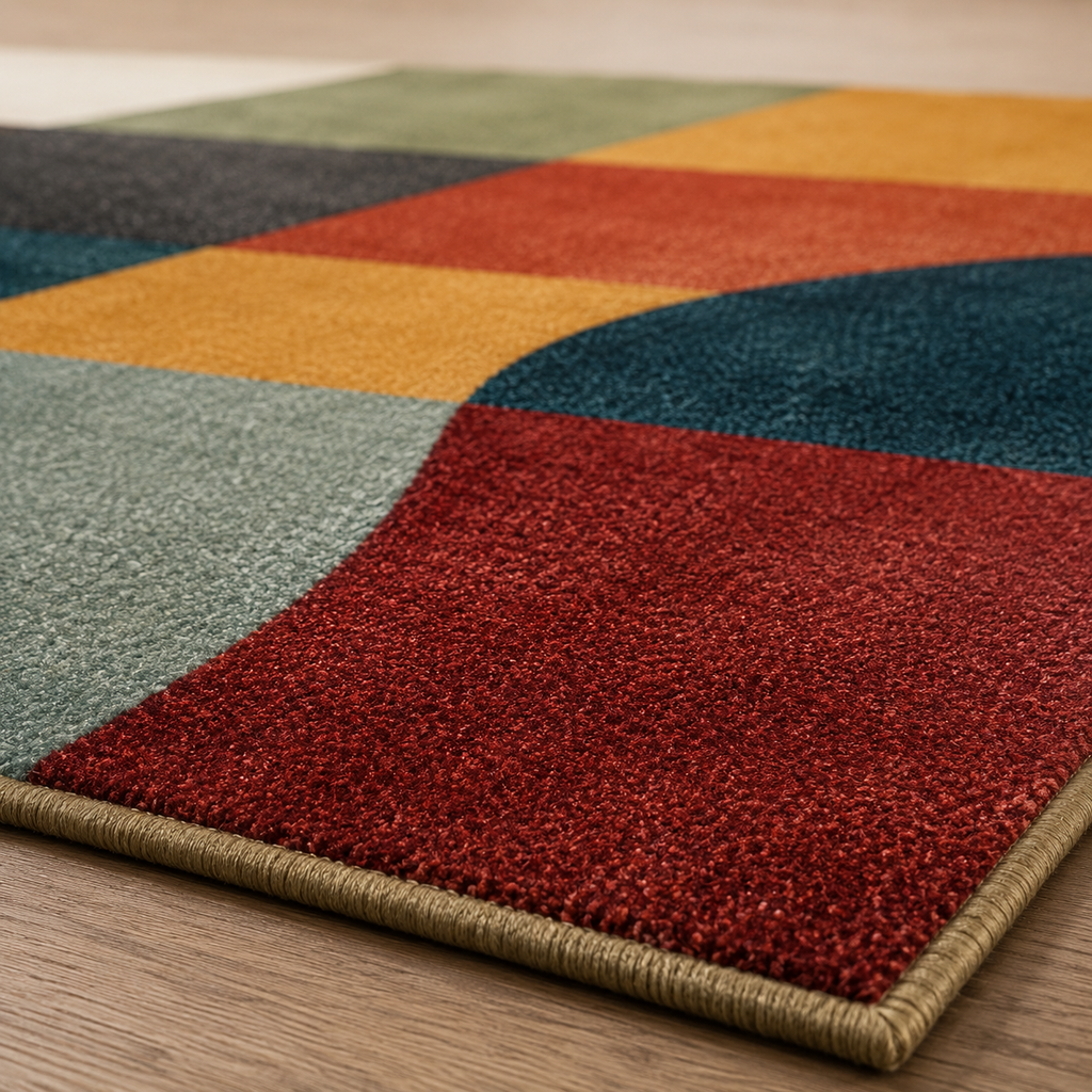 Tapis rectangulaire Arvélio – style moderne – motifs géométriques multicolores