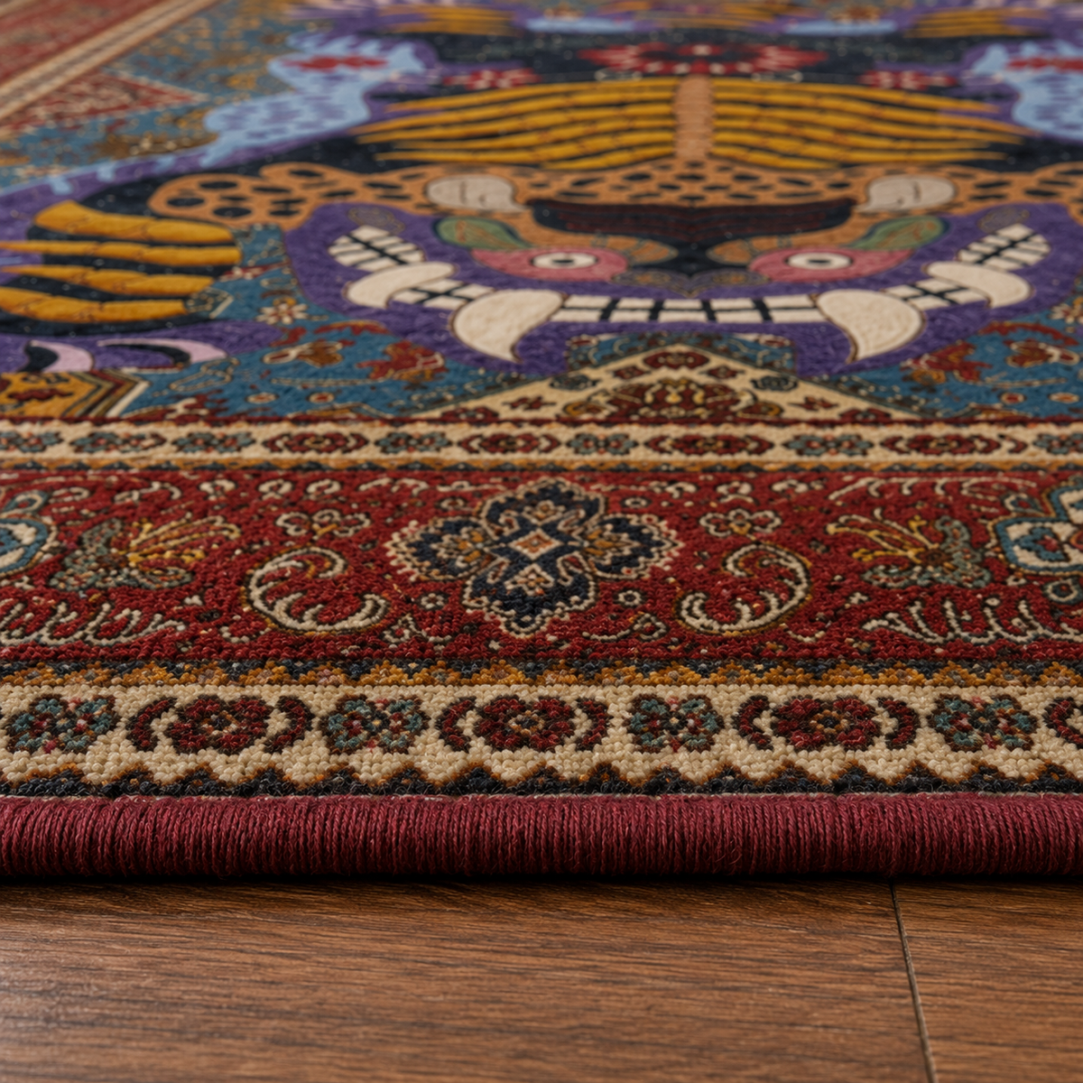 Tapis Tigre Persan Rouge – Motif Oriental Audacieux