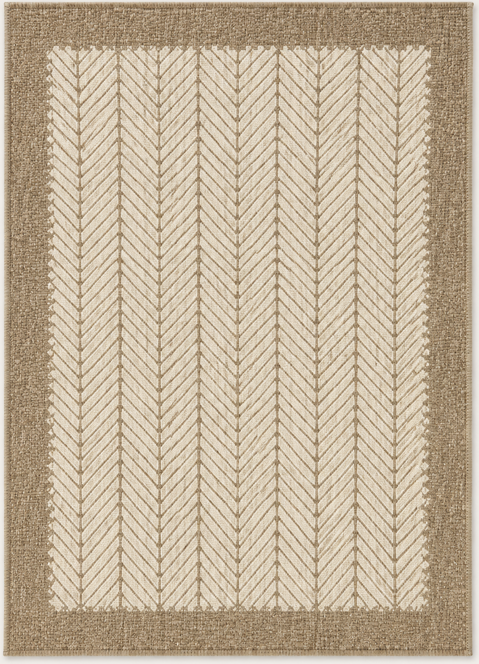 Tapis rectangulaire Néréo – style naturel – motifs chevrons beige et taupe