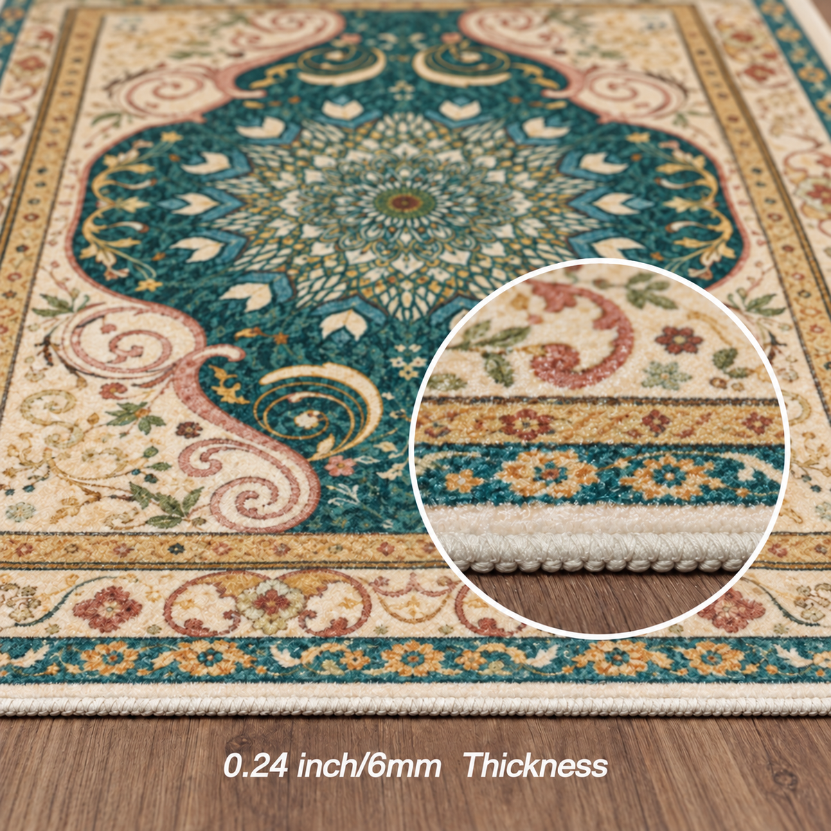 Tapis rectangulaire Naëlya – style berbère – motifs floraux