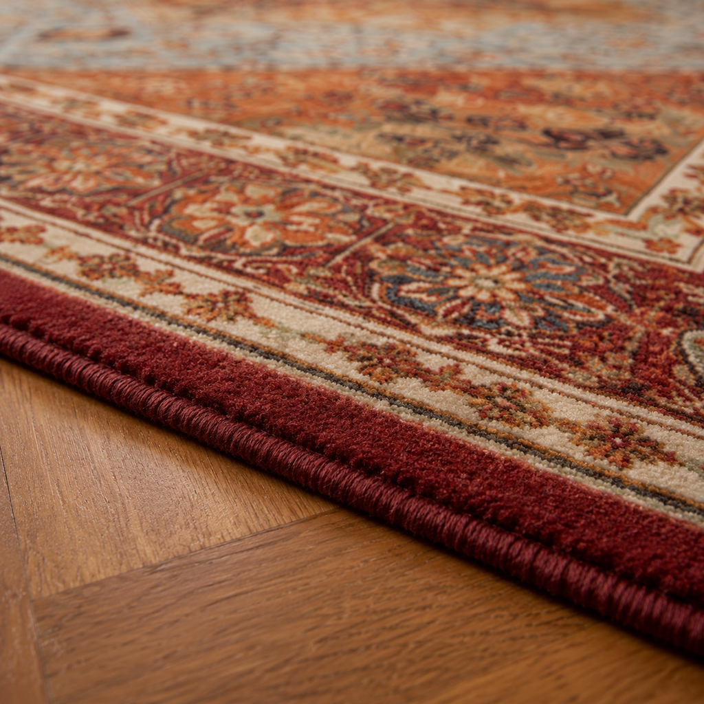 Tapis rectangulaire Ilyan – motifs géométriques – tons naturels