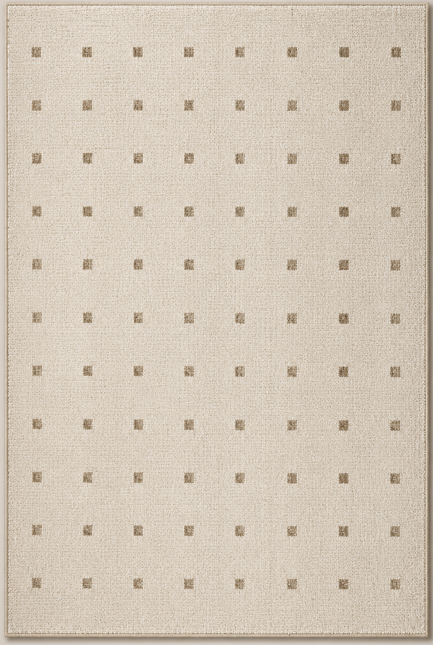 Tapis rectangulaire Linéa – style moderne – motifs carrés beige et taupe