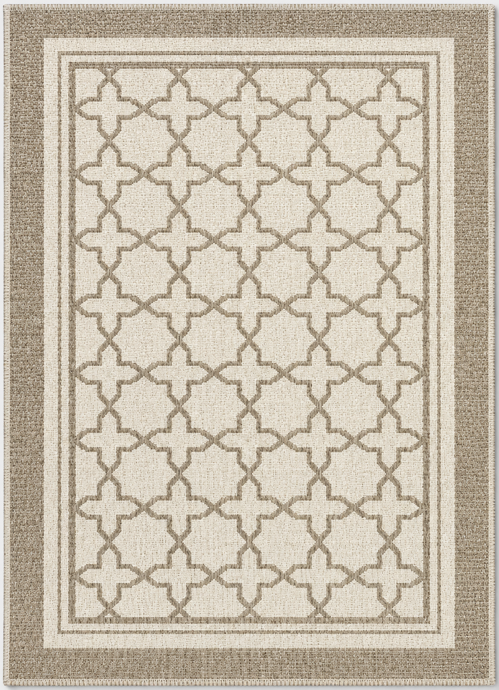 Tapis rectangulaire Maélio – style élégant – motifs géométriques beige et taupe