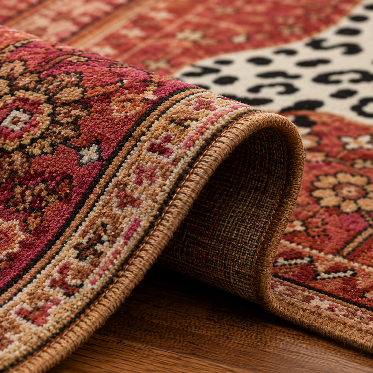 Tapis rectangulaire Leona – style oriental persan – motif léopard