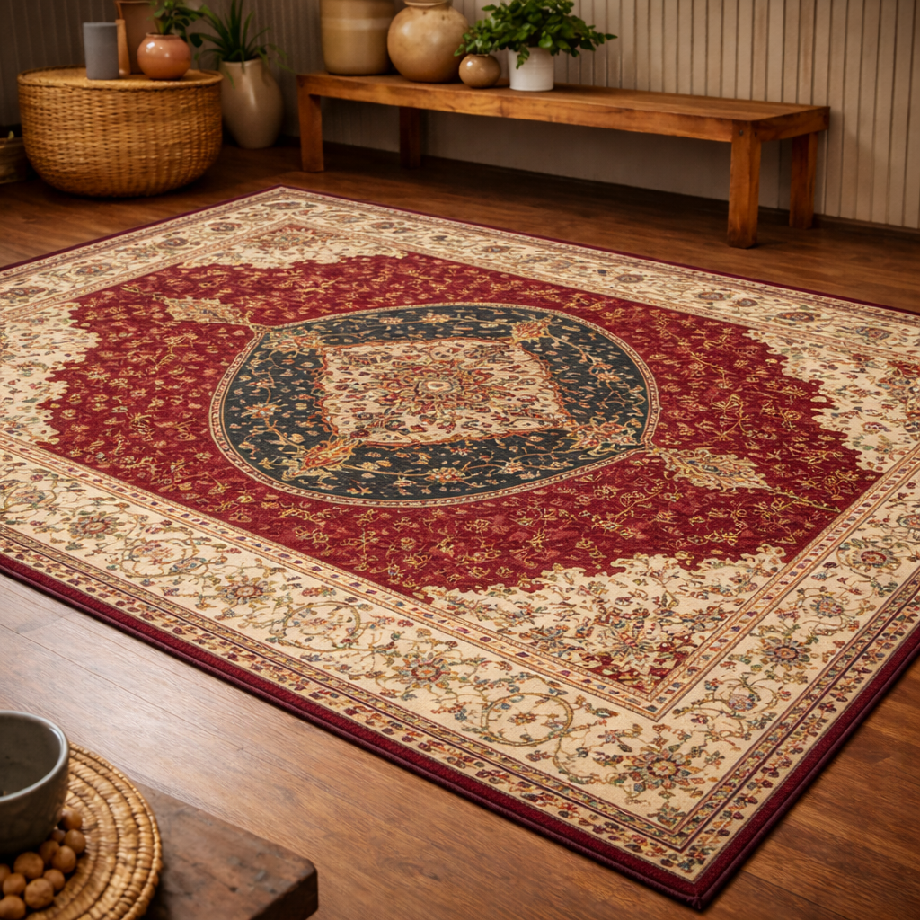 Tapis rectangulaire Soraya en laine – style berbère classique – motifs décoratifs