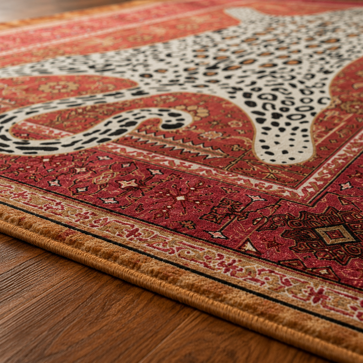 Tapis rectangulaire Leona – style oriental persan – motif léopard