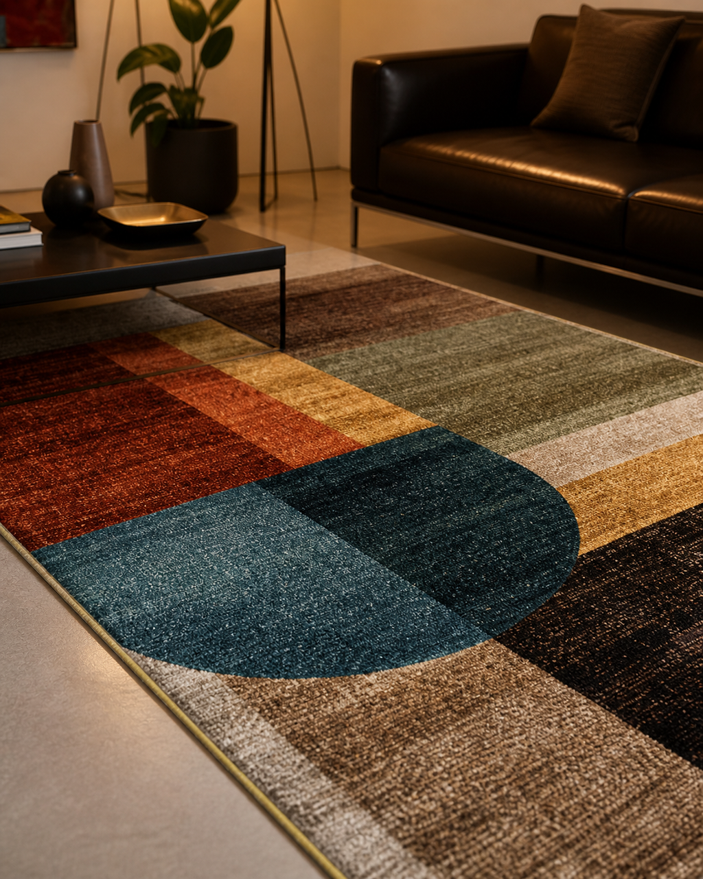 Tapis rectangulaire Calyra – style moderne – motifs géométriques multicolores