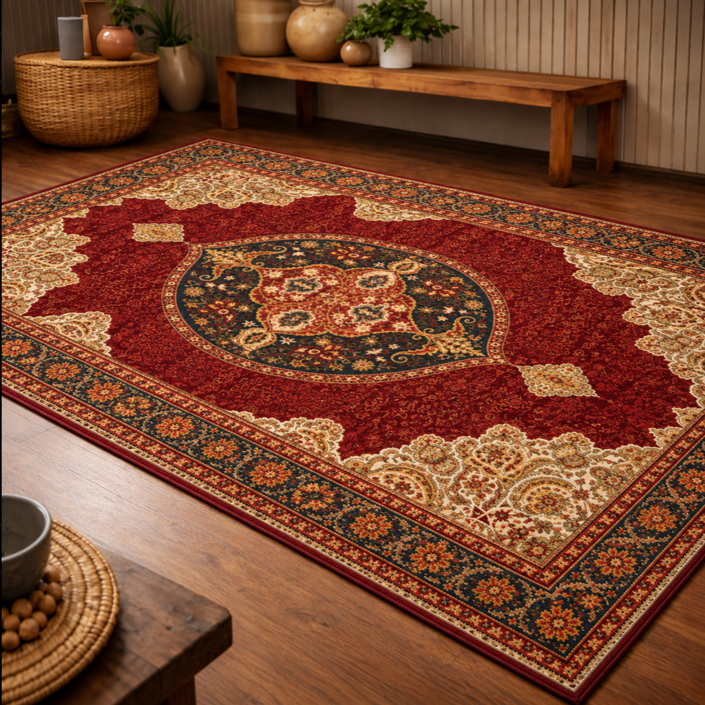 Tapis rectangulaire Soraya – style berbère classique – motifs décoratifs