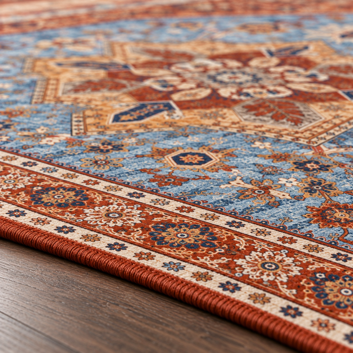 Tapis rectangulaire Ilyan – motifs géométriques – tons naturels