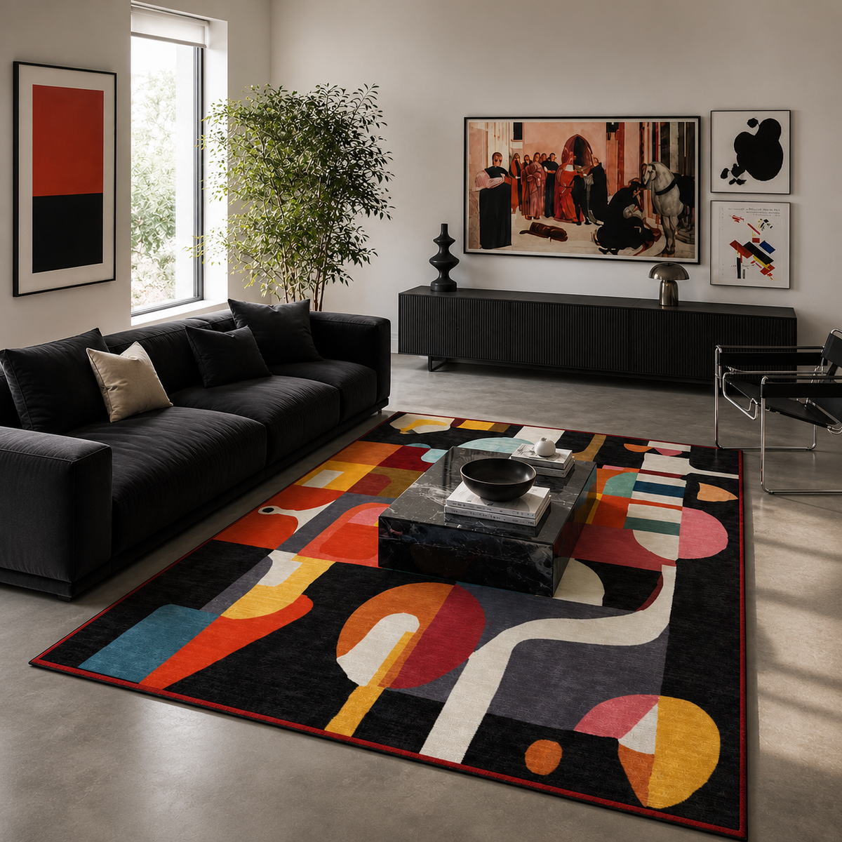 Tapis rectangulaire Lioran – style moderne artistique – motifs abstraits multicolores
