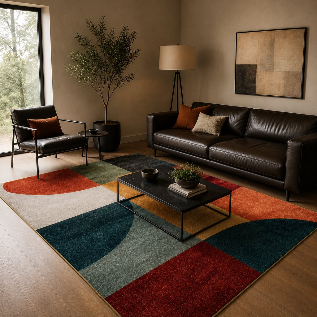 Tapis rectangulaire Arvélio – style moderne – motifs géométriques multicolores